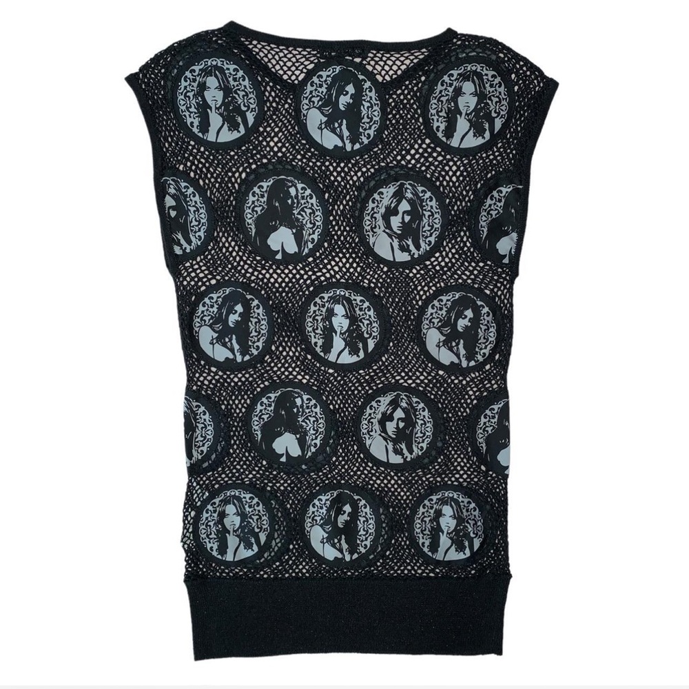 Vintage 90s HYSTERIC GLAMOUR Knit pin-up girl tank/vest - Picture 2 of 4